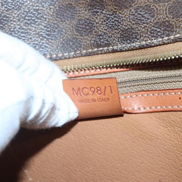 CELINE Macadam Canvas Hand Bag Pvc Leather Brown Gold - Picture 13 of 13